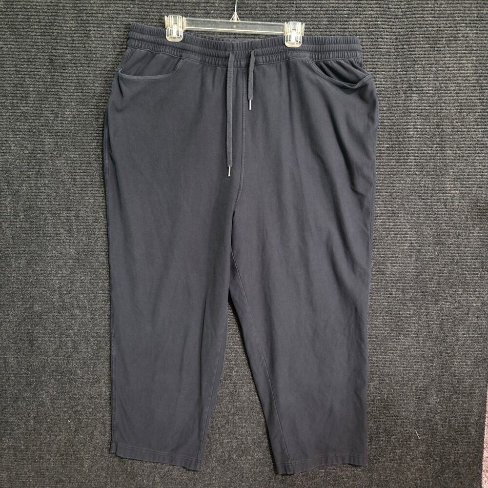 Athleta Pants 2X Black Cotton Stretch Drawstring Ankle Joggers Plus Size